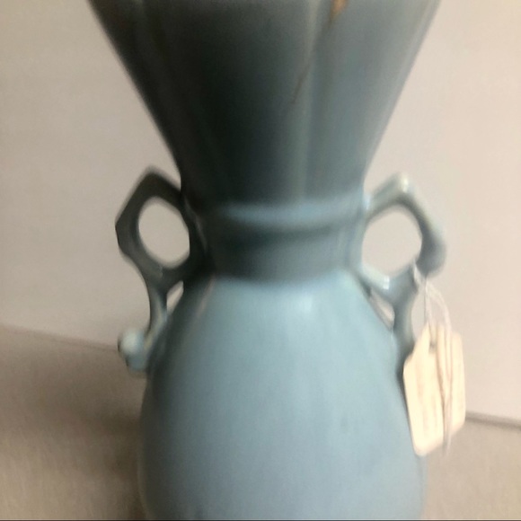Vintage Blue Weller Pottery Vase Floral with Chip - Picture 6 of 7